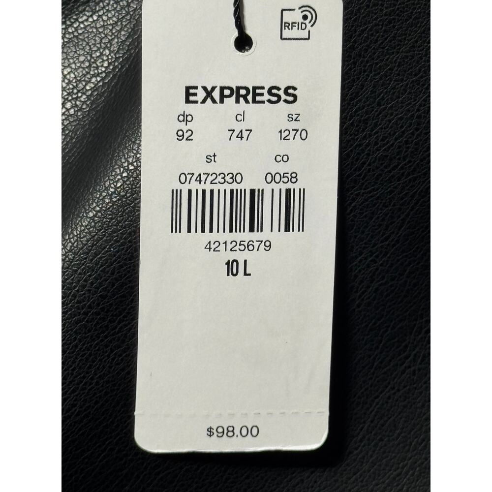 NWT Express 90s Slim Pants Womens 10L Black Faux Leather Super High Rise Classic - Picture 4 of 11